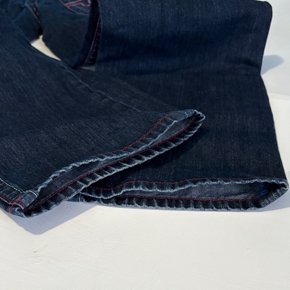 Men's TRUE RELIGION STRAIGHT LEG Dark Blue Jeans with accent trim - Picture 2 of 10